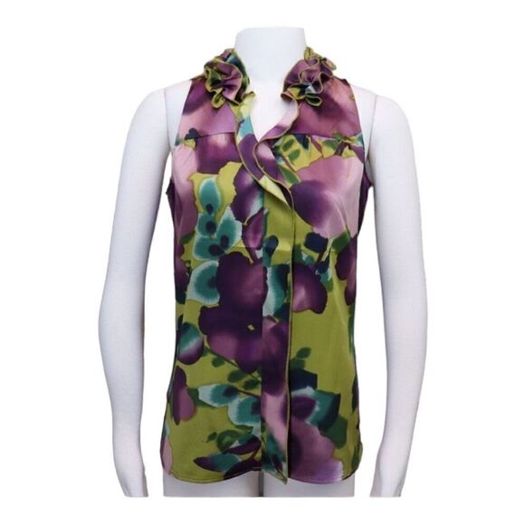 The Limited Satin Floral Ruffle Blouse Size S New - Picture 1 of 10